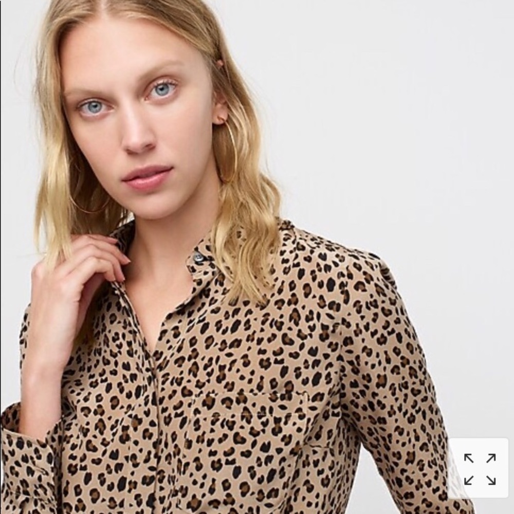 J. Crew Silk Button Up Shirt Leopard